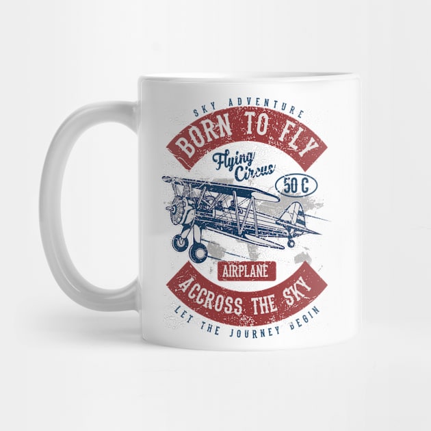 Born To Fly Biplane Pilot Vintage by Hariolf´s Mega Store